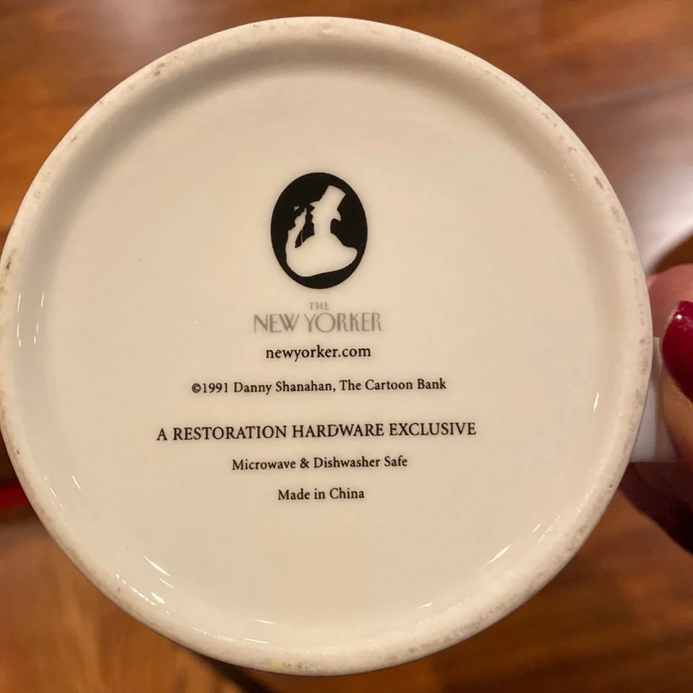 NWOT Christmas New Yorker Cartoon Mug Restoration Hardware 1991 Santa NEW